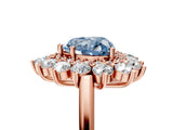 Rose gold Fancy Blue Heart Cut Diamond Floral Double Halo Engagement Ring with Prong Setting_29