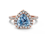 Rose gold Fancy Blue Heart  Cut Diamond Floral Halo Engagement Ring with Pavé Band and Prong Setting_37