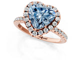 Rose gold Fancy Blue Heart  Cut Diamond Floral Halo Engagement Ring with Pavé Band and Prong Setting_38