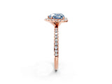 Rose gold Fancy Blue Heart  Cut Diamond Floral Halo Engagement Ring with Pavé Band and Prong Setting_39