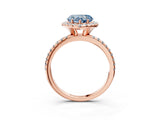 Rose gold Fancy Blue Heart  Cut Diamond Floral Halo Engagement Ring with Pavé Band and Prong Setting_40