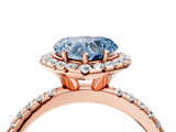 Rose gold Fancy Blue Heart  Cut Diamond Floral Halo Engagement Ring with Pavé Band and Prong Setting_41