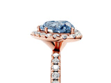 Rose gold Fancy Blue Heart  Cut Diamond Floral Halo Engagement Ring with Pavé Band and Prong Setting_42