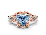 Rose gold Fancy Blue Heart  Cut Diamond Floral Halo Engagement Ring with Shared Prong Setting 1