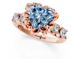 Rose gold Fancy Blue Heart  Cut Diamond Floral Halo Engagement Ring with Shared Prong Setting 2