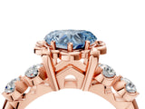 Rose gold Fancy Blue Heart  Cut Diamond Floral Halo Engagement Ring with Shared Prong Setting 5
