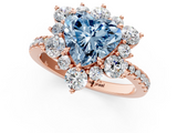 Rose gold Fancy Blue Heart  Cut Diamond Floral Halo Pave Band with Prong Setting_38
