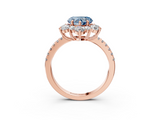 Rose gold Fancy Blue Heart  Cut Diamond Floral Halo Pave Band with Prong Setting_40