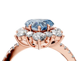Rose gold Fancy Blue Heart  Cut Diamond Floral Halo Pave Band with Prong Setting_41