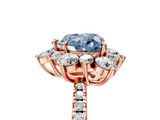 Rose gold Fancy Blue Heart  Cut Diamond Floral Halo Pave Band with Prong Setting_42