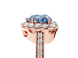 Rose gold Fancy Blue Heart Cut Diamond Floral Halo Ring with Pavé Band and Prong Setting_8
