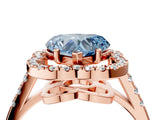 Rose gold Fancy Blue Heart Cut Diamond Floral Halo Split Shank Prong Setting Ring_4