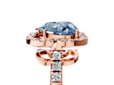 Rose gold Fancy Blue Heart Cut Diamond Floral Halo Split Shank Prong Setting Ring_5