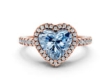 Rose gold Fancy Blue Heart Cut Diamond Halo Engagement Ring with Pavé Band and Prong Setting_27