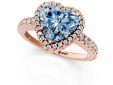 Rose gold Fancy Blue Heart Cut Diamond Halo Engagement Ring with Pavé Band and Prong Setting_28
