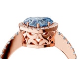 Rose gold Fancy Blue Heart Cut Diamond Halo Engagement Ring with Pavé Band and Prong Setting_31
