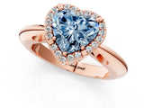 Rose gold Fancy Blue Heart  Cut Diamond Halo Engagement Ring with Split Shank and Four-Prong Setting_91