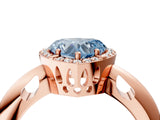 Rose gold Fancy Blue Heart  Cut Diamond Halo Engagement Ring with Split Shank and Four-Prong Setting_94