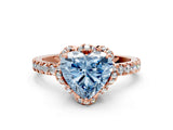Rose gold Fancy Blue Heart Cut Diamond Halo Pave Band with Four-Prong Setting_3