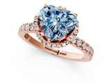 Rose gold Fancy Blue Heart Cut Diamond Halo Pave Band with Four-Prong Setting_4