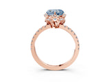 Rose gold Fancy Blue Heart Cut Diamond Halo Pave Band with Four-Prong Setting_6