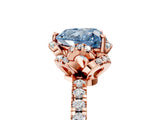 Rose gold Fancy Blue Heart Cut Diamond Halo Pave Band with Four-Prong Setting_8