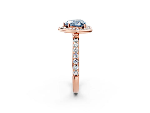 Rose gold Fancy Blue Heart Cut Diamond Halo Ring with Bezel Frame and Pavé Band_2