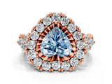 Rose gold Fancy Blue Heart Cut Diamond Halo Ring with Pavé Band and Four-Prong Setting_41