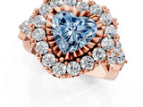 Rose gold Fancy Blue Heart Cut Diamond Halo Ring with Pavé Band and Four-Prong Setting_42