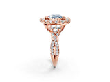 Rose gold Fancy Blue Heart Cut Diamond Halo Ring with Pavé Band and Four-Prong Setting_43