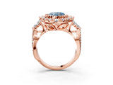Rose gold Fancy Blue Heart Cut Diamond Halo Ring with Pavé Band and Four-Prong Setting_44