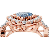Rose gold Fancy Blue Heart Cut Diamond Halo Ring with Pavé Band and Four-Prong Setting_45