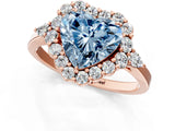 Rose gold Fancy Blue Heart Cut Diamond Halo Ring with Pear Side Stones and Prong Setting_73