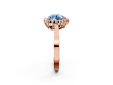 Rose gold Fancy Blue Heart  Cut Diamond Halo Ring with Round Brilliant Halo and Solitaire Band_75