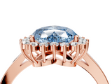 Rose gold Fancy Blue Heart  Cut Diamond Halo Ring with Round Brilliant Halo and Solitaire Band_77