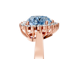 Rose gold Fancy Blue Heart  Cut Diamond Halo Ring with Round Brilliant Halo and Solitaire Band_78