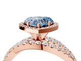 Rose gold Fancy Blue Heart Cut Diamond Halo Ring with Round Split Shank and Prong Setting_40
