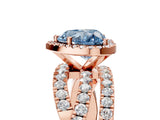 Rose gold Fancy Blue Heart Cut Diamond Halo Ring with Round Split Shank and Prong Setting_41