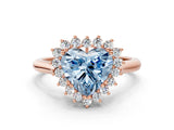 Rose gold Fancy Blue Heart  Cut Diamond Halo Ring with Solitaire Band and Prong Setting_65