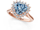 Rose gold Fancy Blue Heart  Cut Diamond Halo Ring with Solitaire Band and Prong Setting_66