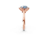 Rose gold Fancy Blue Heart  Cut Diamond Halo Ring with Solitaire Band and Prong Setting_67