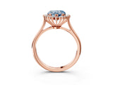 Rose gold Fancy Blue Heart  Cut Diamond Halo Ring with Solitaire Band and Prong Setting_68