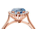 Rose gold Fancy Blue Heart  Cut Diamond Halo Ring with Solitaire Band and Prong Setting_69