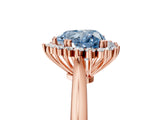 Rose gold Fancy Blue Heart  Cut Diamond Halo Ring with Solitaire Band and Prong Setting_70