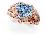 Rose gold Fancy Blue Heart Cut Diamond Halo Ring with Split Shank and Bezel Accents and Four-Prong Setting_1