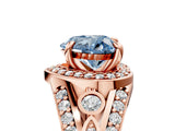 Rose gold Fancy Blue Heart Cut Diamond Halo Ring with Split Shank and Bezel Accents and Four-Prong Setting_5