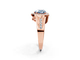 Rose gold Fancy Blue Heart Cut Diamond Halo Ring with Split Shank and Bezel Accents and Prong Setting_2