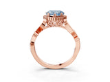 Rose gold Fancy Blue Heart Cut Diamond Halo Ring with Vintage Split Shank and Four-Prong Setting_40