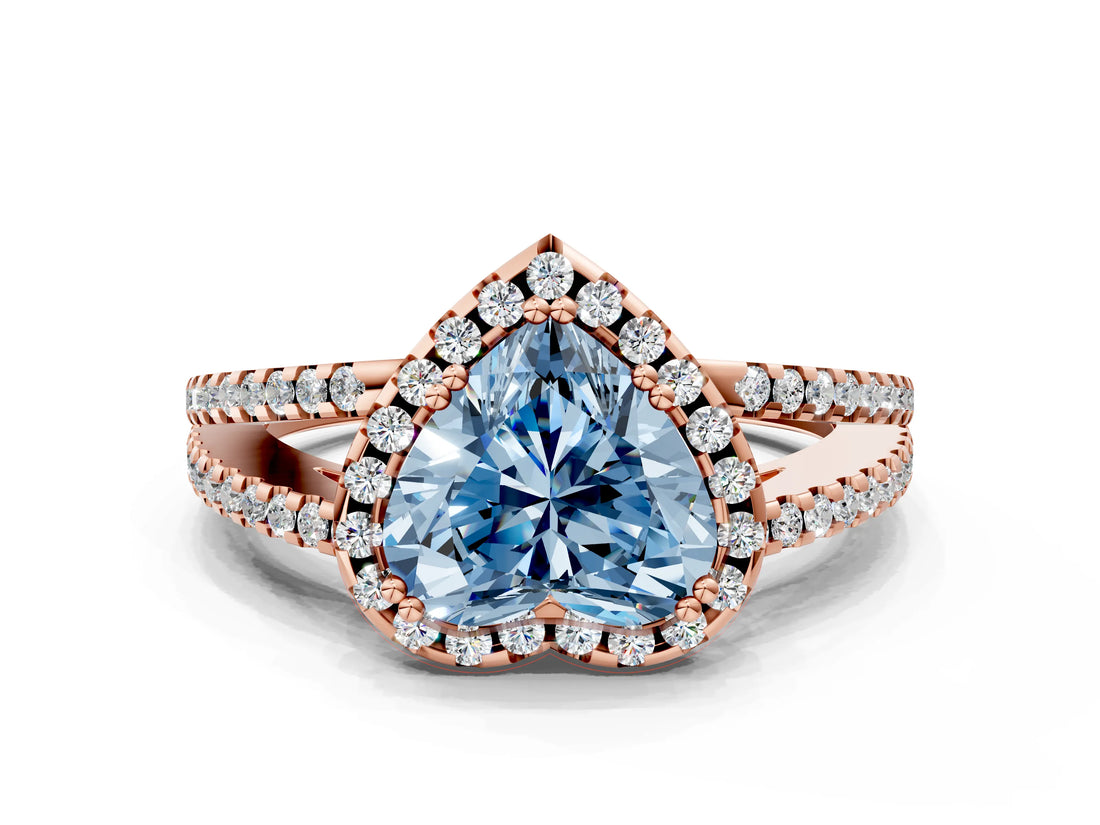 Rose gold Fancy Blue Heart Cut Diamond Halo Split Shank Engagement Ring_39