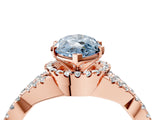 Rose gold Fancy Blue Heart Cut Diamond  Halo Twist Band Solitaire Prong Setting Ring_40